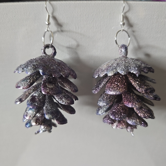 HANDCRAFTED Pinecorn Pierced Earrings HANDPAINTED Holiday Jewelry Accessories - Picture 4 of 15